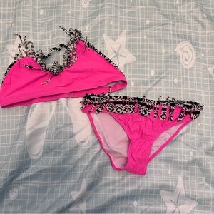 Jantzen Pink and Black Kids Swim Bikini